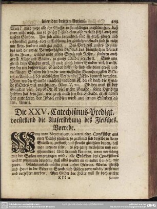 Die XXV. Catechismus-Predigt, vorstellend die Auferstehung des Fleisches