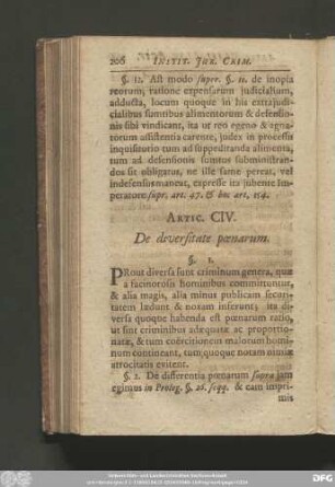 Artic. CIV. De diversitate poenarum.