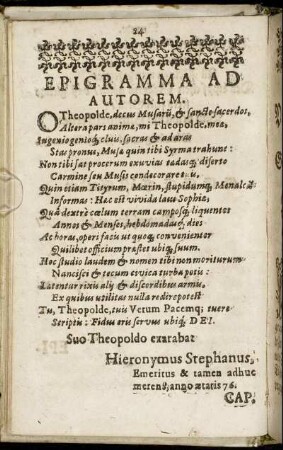 Epigramma Ad Autorem.
