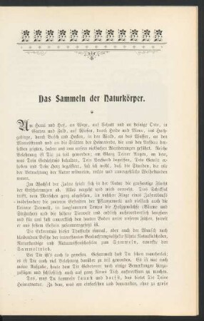 Das Sammeln der Naturkörper.
