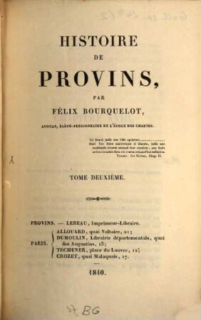 Histoire de Provins, 2