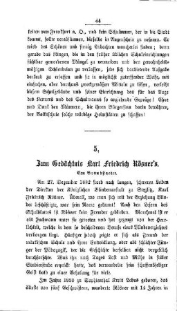 Zum Gedächtnis Karl Friedrich Rösneŕs