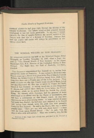 The Mineral Wealth of New Zealand. By Dr. James Mackintosh Bell, M.A.