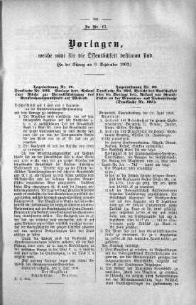 Vorlagen welche nicht für die Oeffentlichkeit bestimmt sind., 09. September 1903