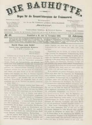 No. 46. Frankfurt a. M., den 14. November 1908. 51. Jahrgang.