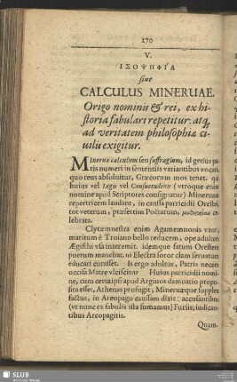 V. IΣOΨΗΦIA sive Calculus Minervae