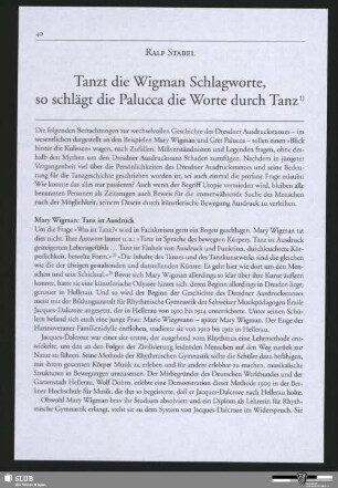 Tanzt die Wigman Schlagworte, so schlägt die Palucca die Worte durch Tanz