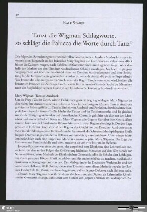 Tanzt die Wigman Schlagworte, so schlägt die Palucca die Worte durch Tanz