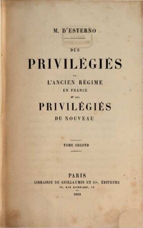 Des privilégiés de l'ancien régime en France et des privilégiés du nouveau, 2