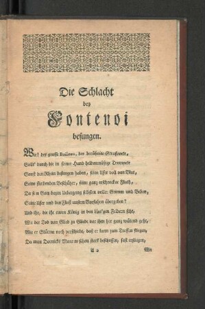 Die Schlacht bey Fontenoi besungen.