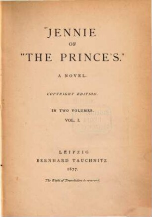 Jennie of "The Prince's" : a novel. 1