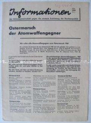 Mitteilungsblatt der Aktionsgemeinschaft gegen die atomare Aufrüstung der Bundesrepublik