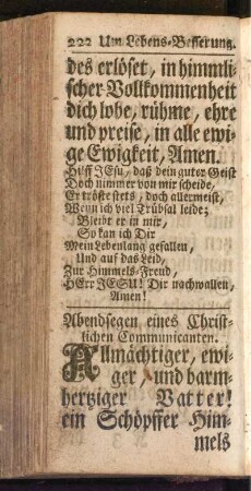 Abendsegen eines Christlichen Communicanten