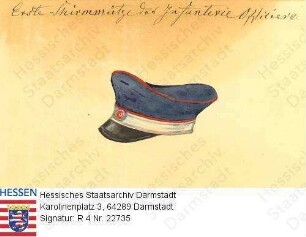 Militär, Uniformen / Großherzoglich hessische Infanterie-Regimenter / 1. Schirmmütze der Infanterie-Offiziere, eingeführt wohl 25.9.1830 bis 12.1.1840 / Seitenansicht