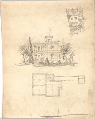 Reiffenstuel, Carl; München; Villa - Grundriss, Ansichten