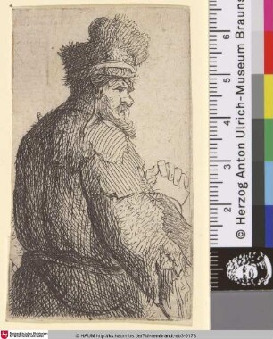[Greis im halbfigurigen Rückenprofil; Old Man Seen from Behind, Profile Right. Half-Figure; Vieillard vu par le dos]
