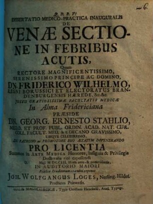 Dissertatio medico-practica inauguralis de venae sectione in febribus acutis