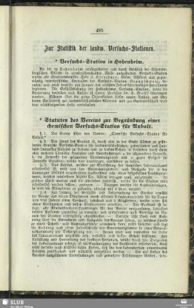 Zur Statistik der landw. Versuchs-Stationen