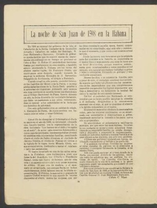 La noche de San Juan de 1598 en la Habana