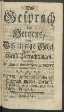Das Gespräch des Hertzens, ...