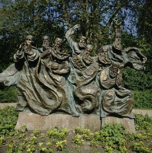Speyer. Skulptur "Fährmann, hol über!" & Des Fährmanns Traum. Teil der Gruppe, die Kaiser