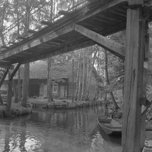 Bank (Brücke) in Lehde : Ławka na Lědach : Lehde / Lědy