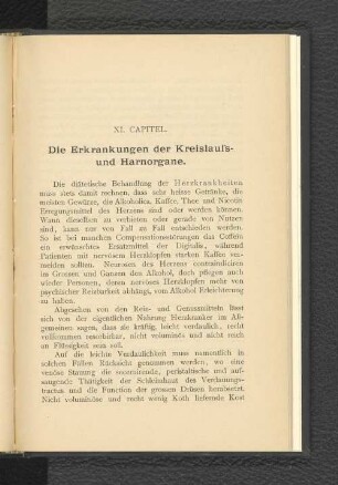XI. Capitel. Die Erkrankungen der Kreislaufs- und Harnorgane.