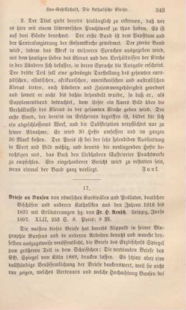 343-344 [Rezension] Briefe an Bunsen von römischen Cardinälen und Prälaten, deutschen Bischöfen und anderen Katholiken