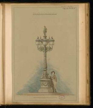 Straßenkandelaber Monatskonkurrenz Dezember 1879: Aufriss; Maßstabsleiste