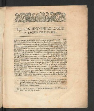De Genuino Philologiae in Sacris Studiis Usu.