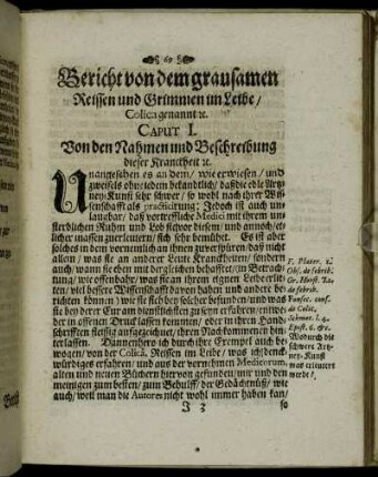 Caput I. Von den Nahmen und Beschreibung dieser Kranckheit [et]c.
