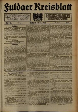 Ausgabe vom Mittwoch, den 24. Juni 1914.
