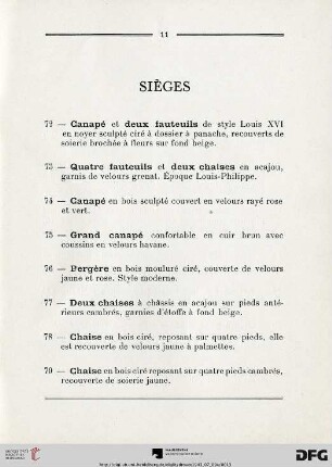 Sièges (Nr. 72-79)
