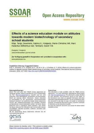 Effects of a science education module on attitudes towards modern biotechnology of secondary school students