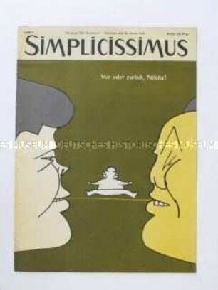 Satirezeitschrift "Simplicissimus" mit Titel-Karikatur auf die sowjetische Außenpolitik
