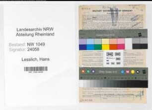 Entnazifizierung Hans Lesslich , geb. 22.05.1907 (Kaufmaennischer Angestellter)
