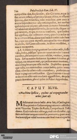 Caput XLVII. Machina bellica, quibus ad expugnandas urbes sunt usi