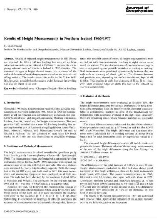 Results of height measurement in Northern Iceland 1965/1977