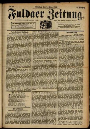 Ausgabe vom Samstag, den 07. März 1891.