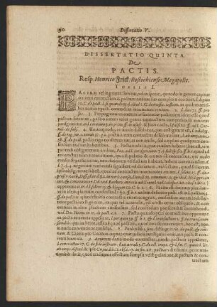 Dissertatio Quinta. De Pactis.