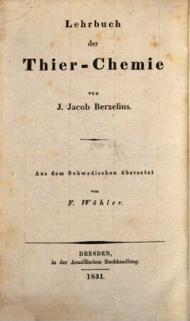 Lehrbuch der Thier-Chemie