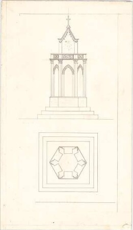 Voit, Johann Michael; Denkmalsentwurf - Grundriss, Ansicht