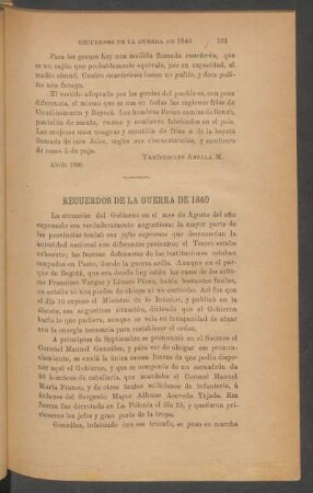 Recuerdos de la guerra de 1840