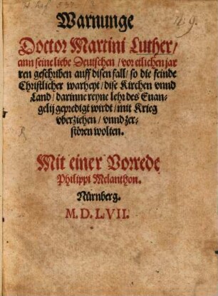 Warnunge an seine lieben Deutschen