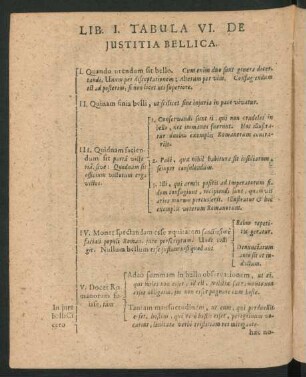 Lib I. Tabula VI. De Iustitia Bellica.