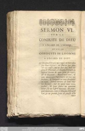 Sermon VI. Sur La Conduite De Dieu A L'Égard De L'Homme, Et Sur La Conduite De L'Homme A L'Égard De Dieu.