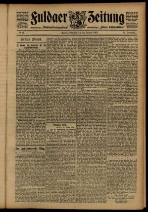 Erste Ausgabe vom Mittwoch, den 30. Januar 1907.