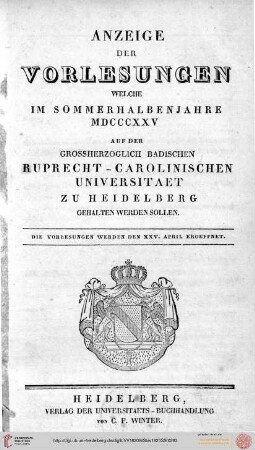Sommersemester 1825