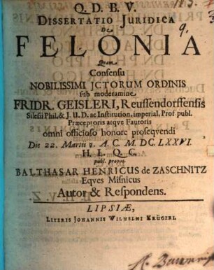 Diss. iur. de felonia