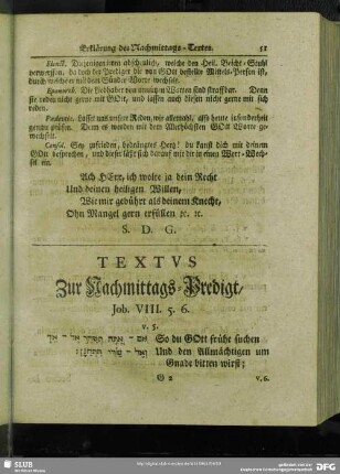 [Erklärung der Nachmittags-Predigt, Job. VIII. 5. 6.]